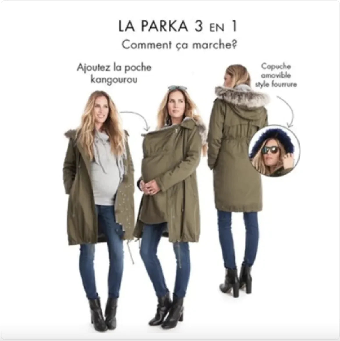 Fuzzy-Collar Maternity Jacket