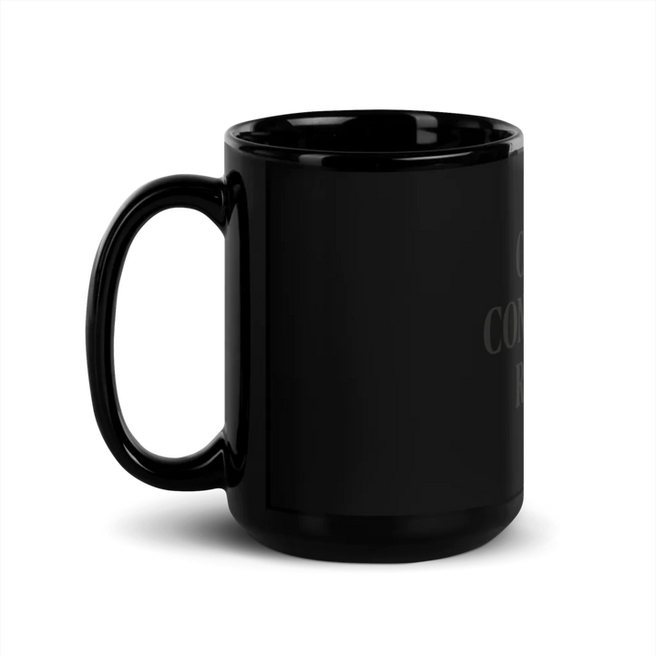 Black Glossy Mug "Coffee, Confidence, Repeat" slogan