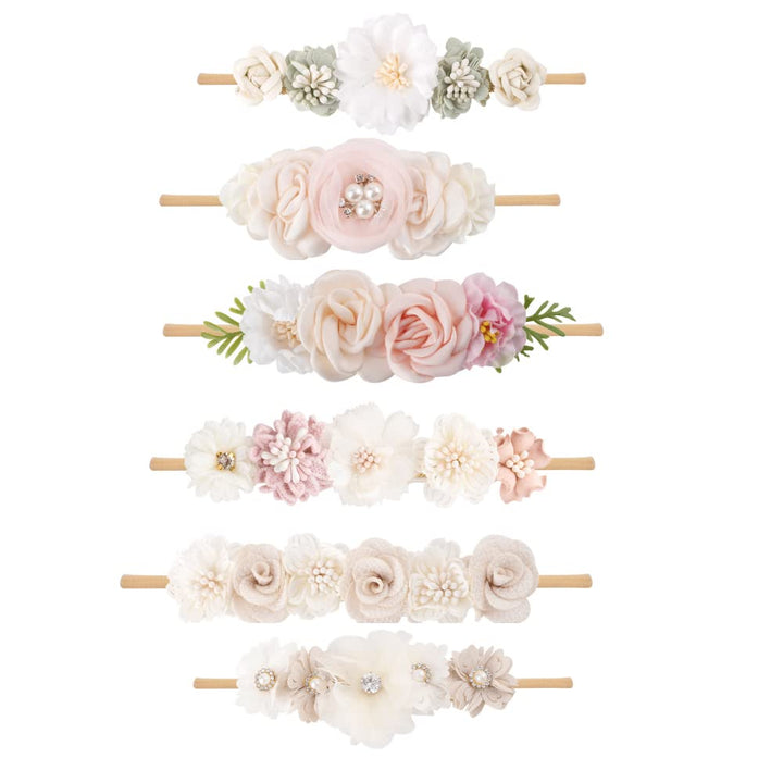 mligril 6pcs Baby Headbands Flower Bows for Girls-Infant Elastic Hair Band Bows Wraps Baby Headband Hair Accessories Gifts for Toddles