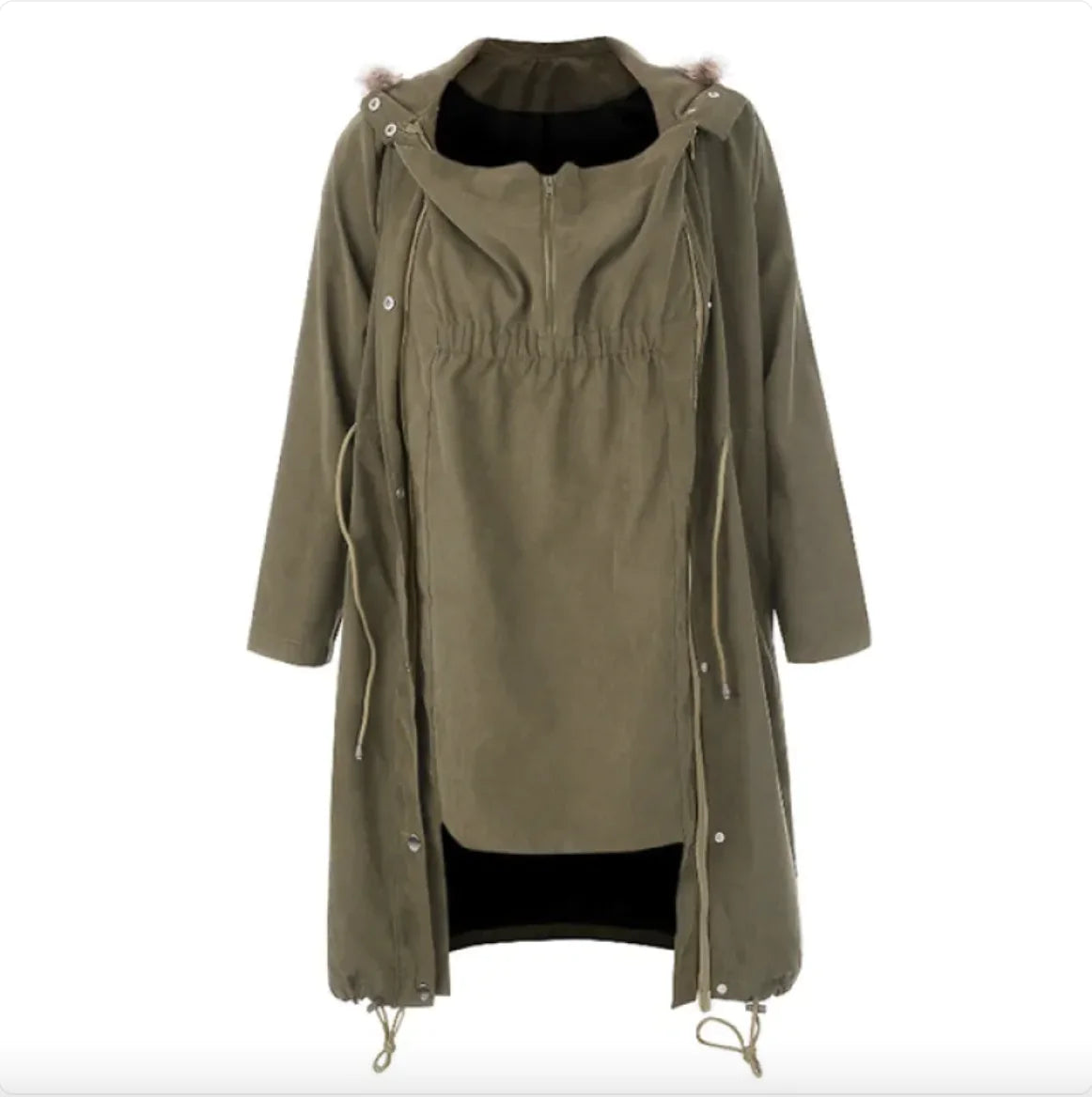 Fuzzy-Collar Maternity Jacket