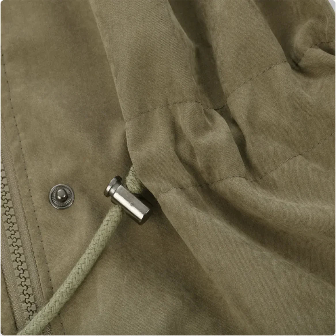 Fuzzy-Collar Maternity Jacket